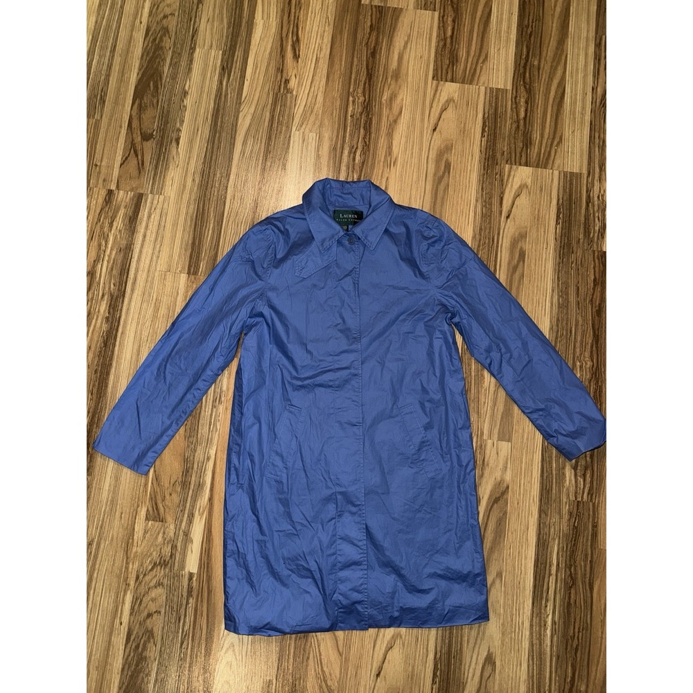 Lauren Ralph Lauren Women's M‎ Medium Blue Raincoat Coat Jacket Button